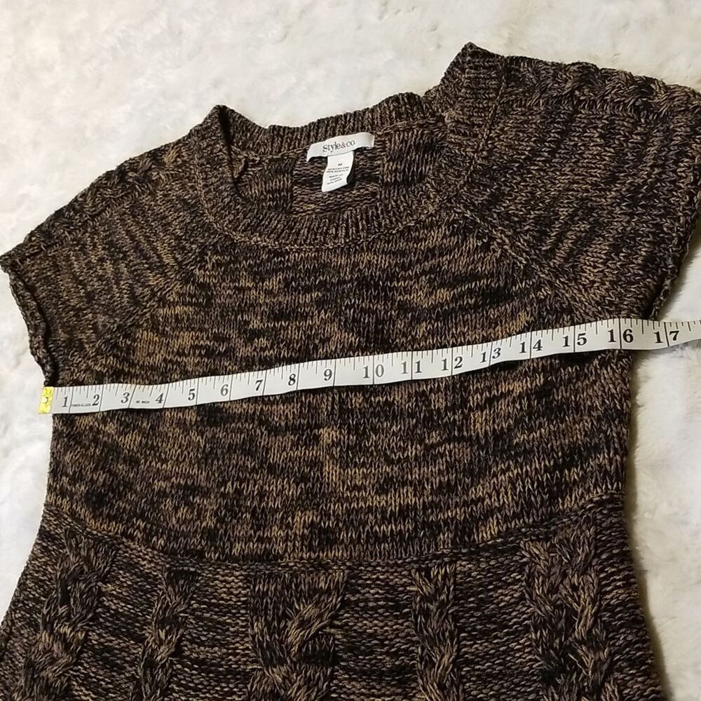 Sweater Dress Womens Medium Brown Marbled Knit Fall Winter Stretch Flared Y2K - Picture 6 of 7